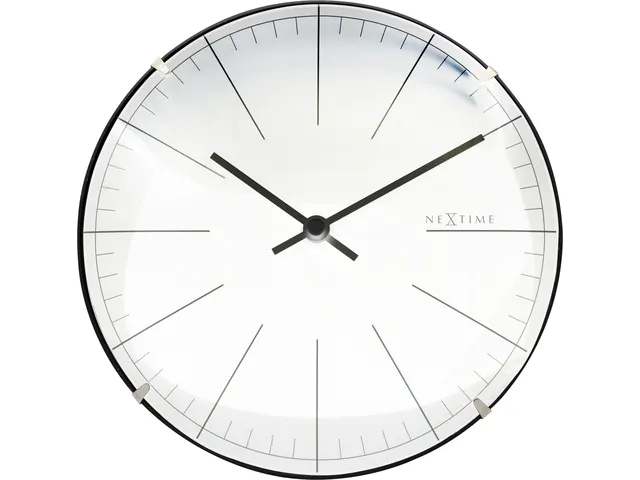 Wandklok NeXtime Big Stripe Ø20cm glas wit streepaanduiding