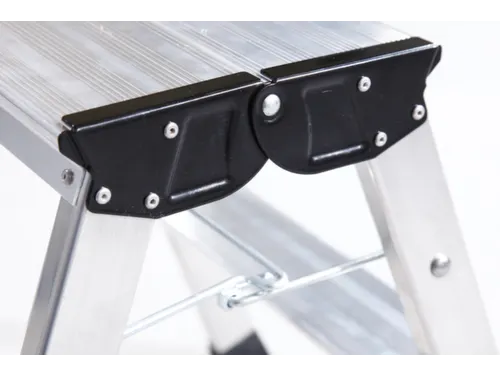 Verrijdbaar Vouwtrapje Aluminium 2x2treden 4 Geveerde Wielen Blauw