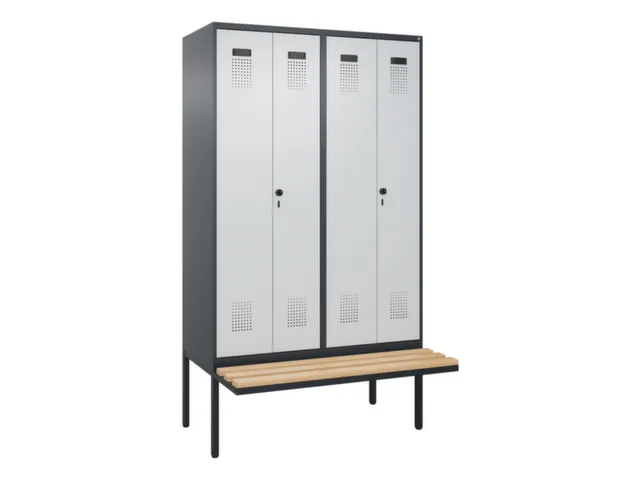 locker met bank,voor scheiding van kleding,HxBxD 2120x1200x815mm,4vak