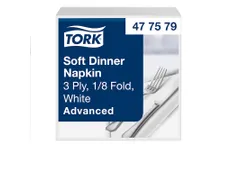 Servetten Tork 477579 Soft dinner 3-laags 39x39cm wit 100st.