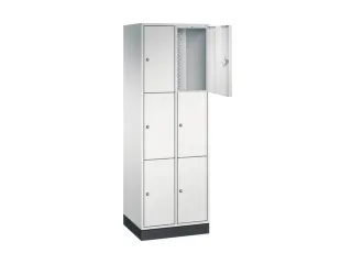 lockerkast,RAL 7035,HxBxD 1950x620x500mm,2x3vakken,cil.-slot,sokkel - 1