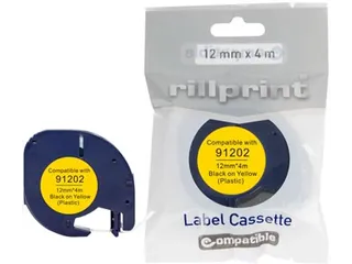compatible LetraTAG tape voor Dymo 91202, 12 mm, plastic, geel - 2