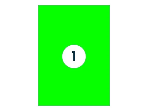 Gekleurde Etiketten 210x297mm A4 Fluor Groen 42124