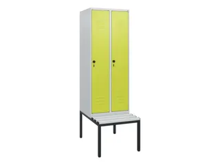 locker met bank,HxBxD 1950x600x815mm,2vak,vak B 300mm,draaigrendel - 1
