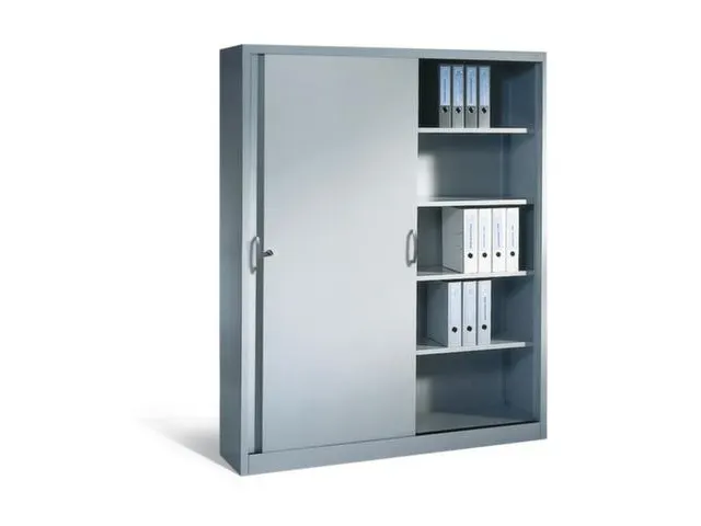 schuifdeurkast,RAL 7035,HxBxD 1950x1600x500mm,8xStalen bodem,5 OH