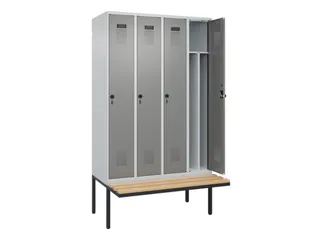 locker met bank,voor scheiding van kleding,HxBxD 2120x1200x815mm,4vak - 1