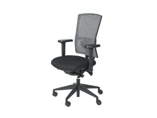 Bureaustoel 400 NPR Stof zwart, rug Wol/Mesh Grijs, Zwart voetkruis - 2