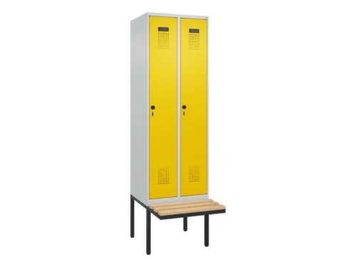 locker met bank,HxBxD 2120x600x815mm,2vak,vak B 300mm,draaigrendel
