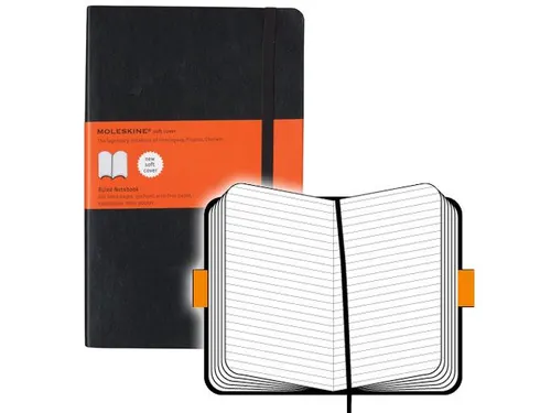 Notitieboek Moleskine large 130x210mm lijn soft cover zwart