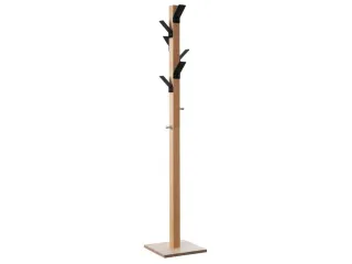 Staande kapstok 6jas-/2tashaken hout/polystyreen naturel/zwart - 1