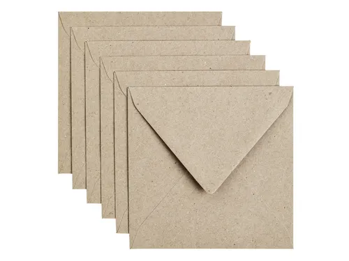 Envelop Papicolor 140x140mm kraft grijs pak à 6 stuks