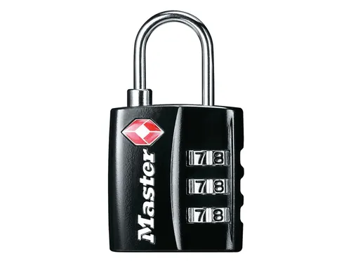 Hangslot Masterlock 4680EURDBLK 3-cijfer combinatie TSA zwart 30mm
