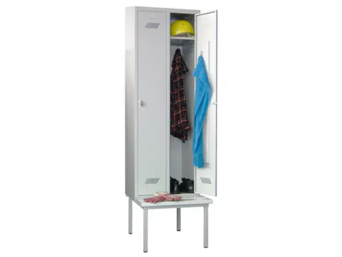 locker met bank,RAL 7035,HxBxD 2150x800x500mm,2vak,vak B 400mm