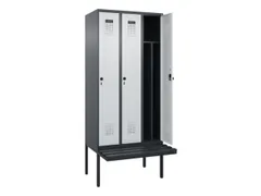 locker met bank,voor scheiding van kleding,HxBxD 2120x900x815mm,3vak