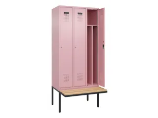 locker met bank,voor scheiding van kleding,HxBxD 2120x900x815mm,3vak - 1