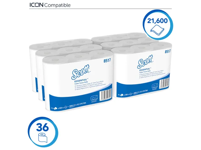 Toiletpapier Scott Essential 2-laags 600vel wit 8517