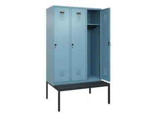 locker met bank,HxBxD 2120x1200x815mm,3vak,vak B 400mm,draaigrendel - 1
