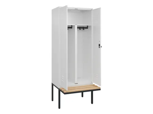 PBM-locker met bank,HxBxD 2120x800x815mm,2vak,vak B 400mm,draaigrendel