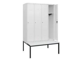 locker met bank,HxBxD 1950x1200x815mm,4vak,vak B 300mm,cil.-slot - 2