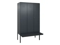 locker met bank,HxBxD 2120x1200x815mm,3vak,vak B 400mm,cil.-slot