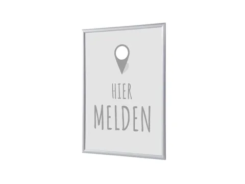 Kliklijst A1 complete set met print "Hier melden" Grijs