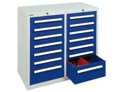 ladekast HxBxD 900x1000x500mm 14laden vergrendeling RAL7035 RAL5010