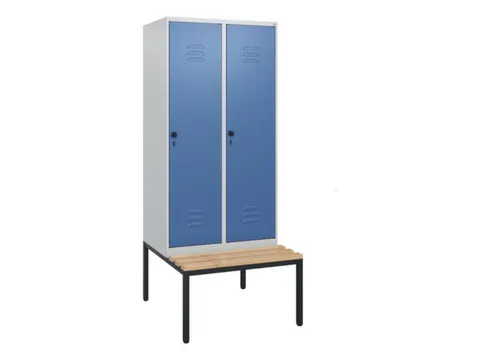 locker met bank,HxBxD 1950x800x815mm,2vak,vak B 400mm,draaigrendel
