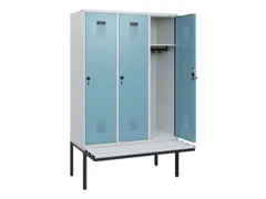 locker met bank,HxBxD 1950x1200x815mm,3vak,vak B 400mm,draaigrendel