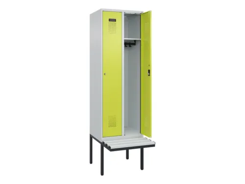 locker met bank,HxBxD 2120x600x815mm,2vak,vak B 300mm,cilinderslot