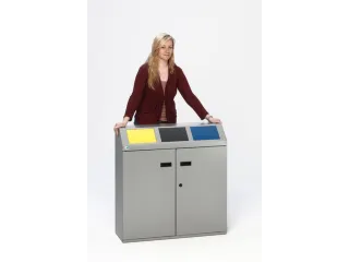 Afvalverzamelstation 3x50 liter Inworpkleppen Geel/Antraciet/Blauw - 3