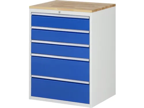 ladekast 1035x770x650mm 5laden cilinderslot RAL7035 RAL5010 beuken