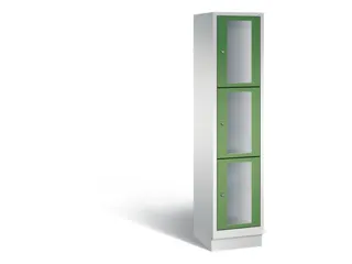 Lockerkast 1800x420x500mm 1x3 vakken Cilinderslot, Sokkel, RAL6011 - 2
