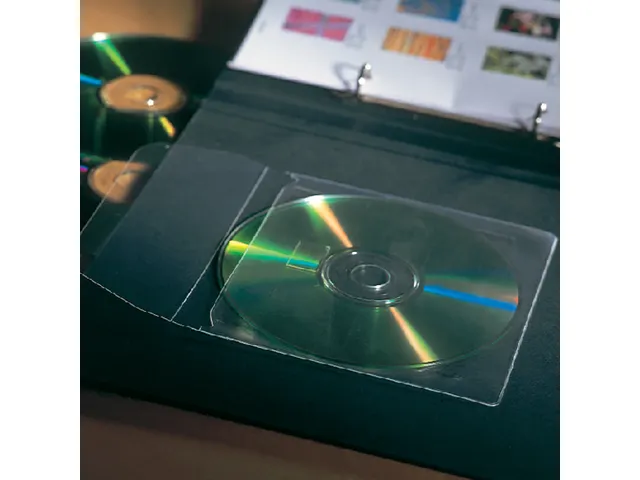 Cd/dvd hoes 3L 125x128mm klep transparant 25 stuks