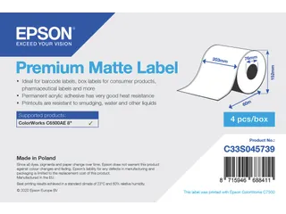 Premium Matte Label - Continuous Roll: 203mm x 60m - 1