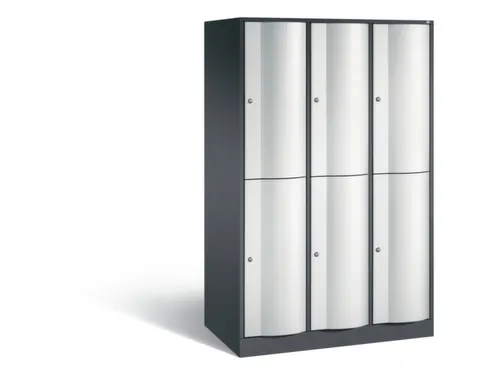 lockerkast 1950x1150x640mm 3x2 vakken romp RAL7021 front RAL7035