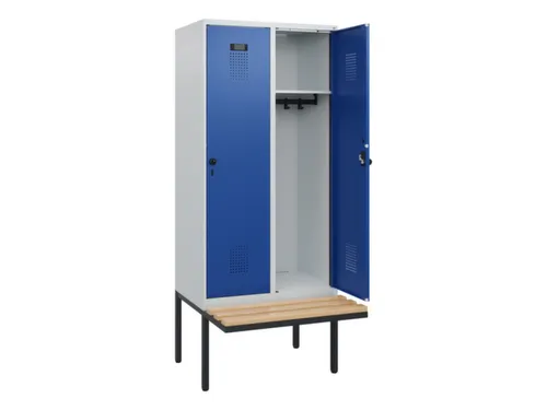 locker met bank,HxBxD 1950x800x815mm,2vak,vak B 400mm,draaigrendel