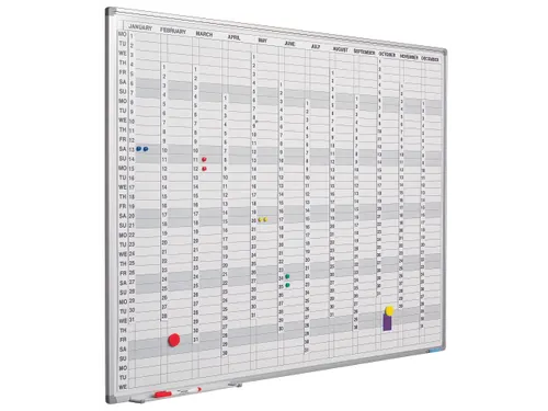 Verticale Jaarplanner Magnetisch 60x90cm Engels Softline profiel 8mm