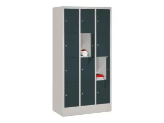 lockerkast,HxBxD 1518x900x500mm,3x4vakken,RAL7035,front RAL7016 - 2