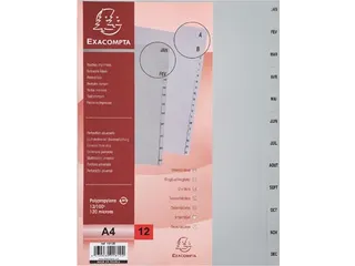 Tabbladen A4 Jan-Dec 12-delig Grijs 11-gaats - 1