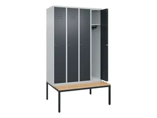 locker met bank,HxBxD 2120x1200x815mm,4vak,vak B 300mm,cil.-slot - 2