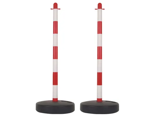 Afzetpaal Rood Wit Voor Signalisatieketting Set 2 stuks