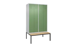 PBM-locker met bank,HxBxD 2120x1200x815mm,4vak,vak B 300mm,cil.-slot