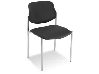Bezoekersstoel,4Voeten Ronde Buis Aluminium-Zilver,Zitting Stof Zwart - 2