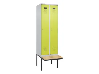 locker met bank,HxBxD 2120x600x815mm,2vak,vak B 300mm,cilinderslot - 2