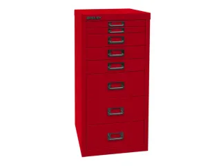 kantoor-ladekast HxBxD 590x279x380mm 8 laden romp kardinaalrood staal - 4