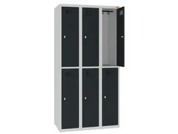 Dubbeldekse lockerkast,HxBxD 1800x900x500mm,3x2vak.,draaigrendel