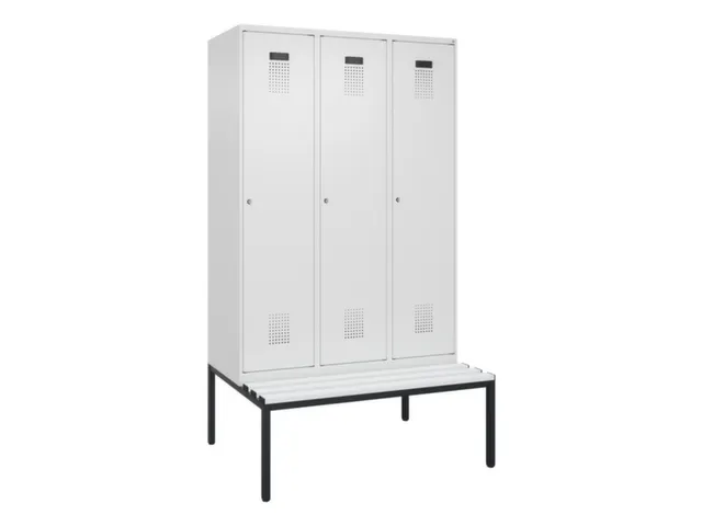 locker met bank,voor scheiding van kleding,HxBxD 2120x1200x815mm,3vak