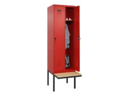 locker met bank,HxBxD 2120x600x815mm,2vak,vak B 300mm,draaigrendel