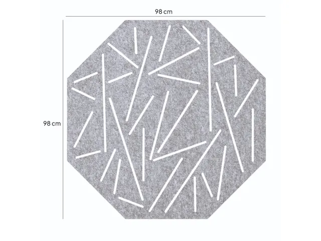 Akoestisch wandpaneel 8-hoek met patroon uitsnede 100x100cm Lichtgrijs