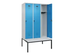 locker met bank,HxBxD 2120x1200x815mm,3vak,vak B 400mm,draaigrendel